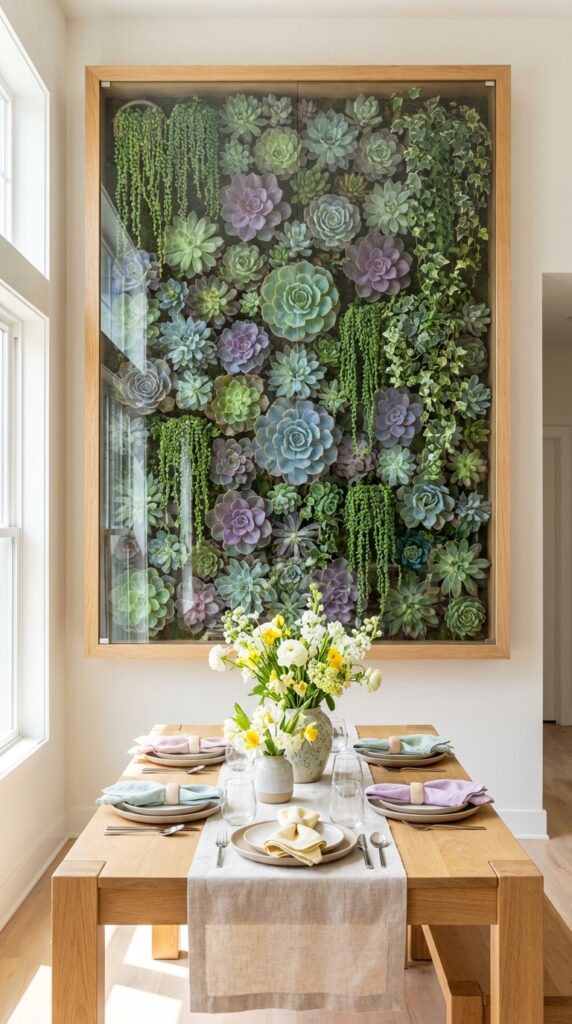 Shadow Box Murals with Lush Succulents