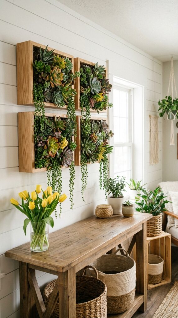 DIY Vertical Garden Using Wooden Shadow Boxes