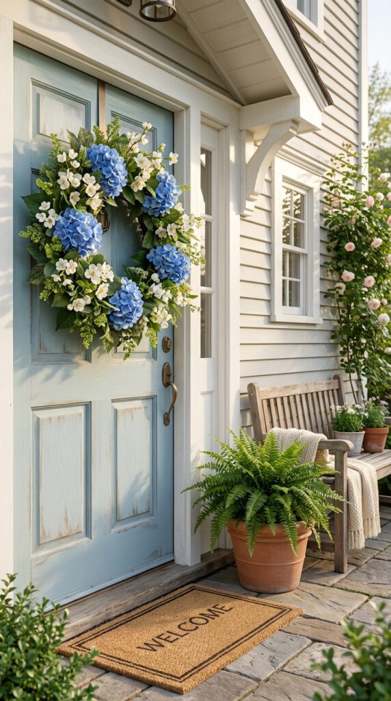Faux Hydrangea & Quince Wreath