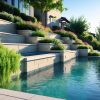 Pool With Retaining Wall Sloped Backyard Ideas