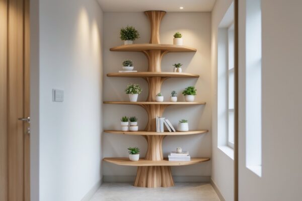 Corner Tree Floating Shelf Ideas