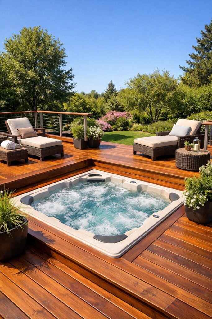 Multi-Level Deck with Sunken Hot Tub