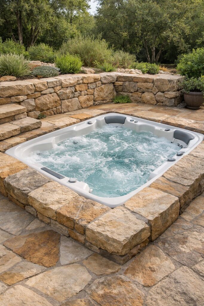 Sunken Jacuzzi with natural stone surround