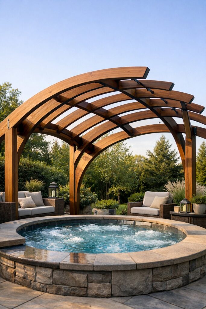 Curved pergola frame for a unique look