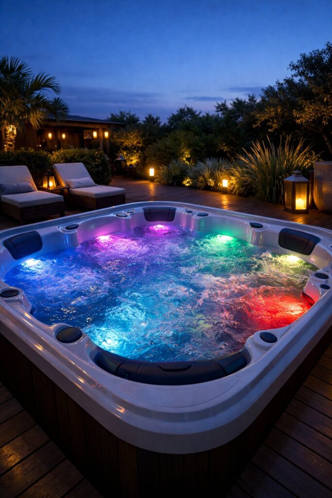 Jacuzzi featuring multicolor LED lights