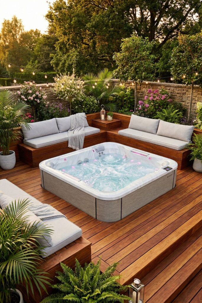 16. Install a wooden deck with multi-level seating