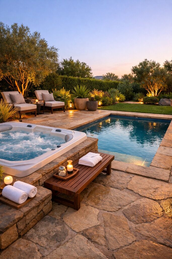 Jacuzzi paired with a small plunge pool