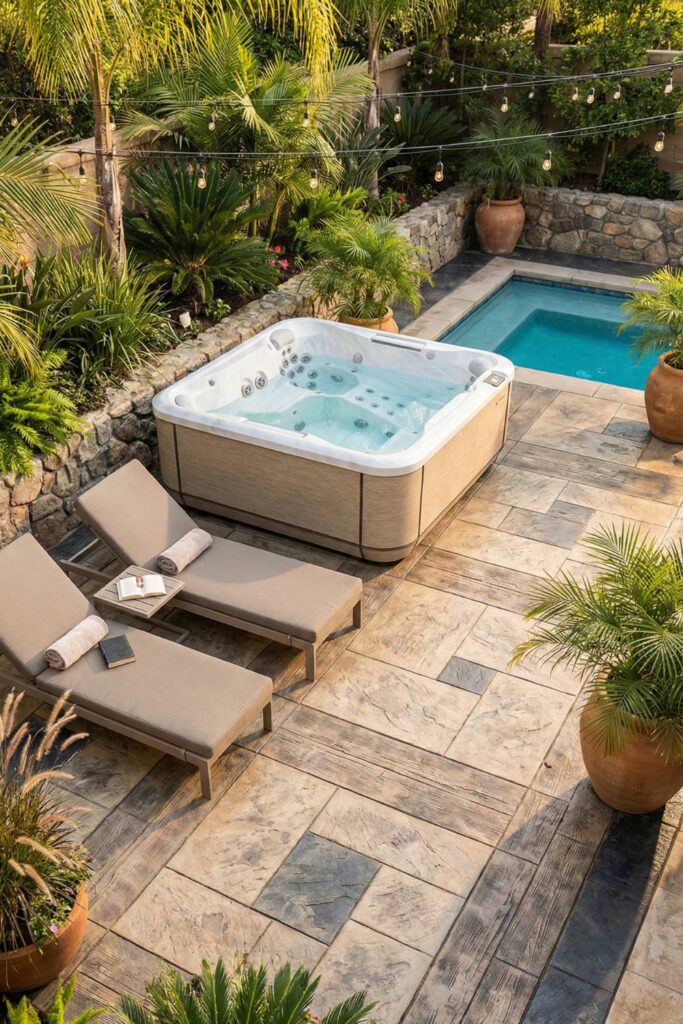 18. Use textured concrete with stamped patterns