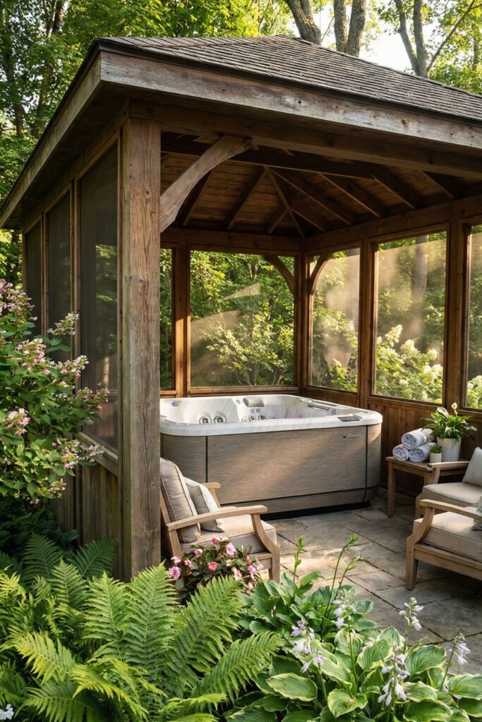 22. Install a spa gazebo with screened walls