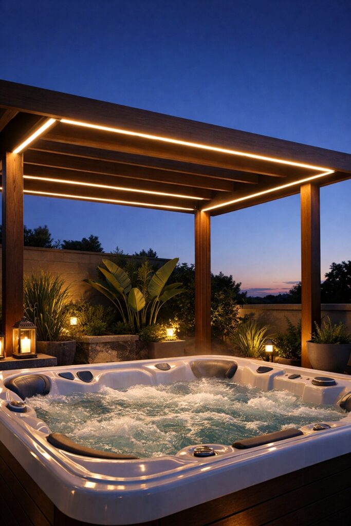 Pergola with built-in LED lighting