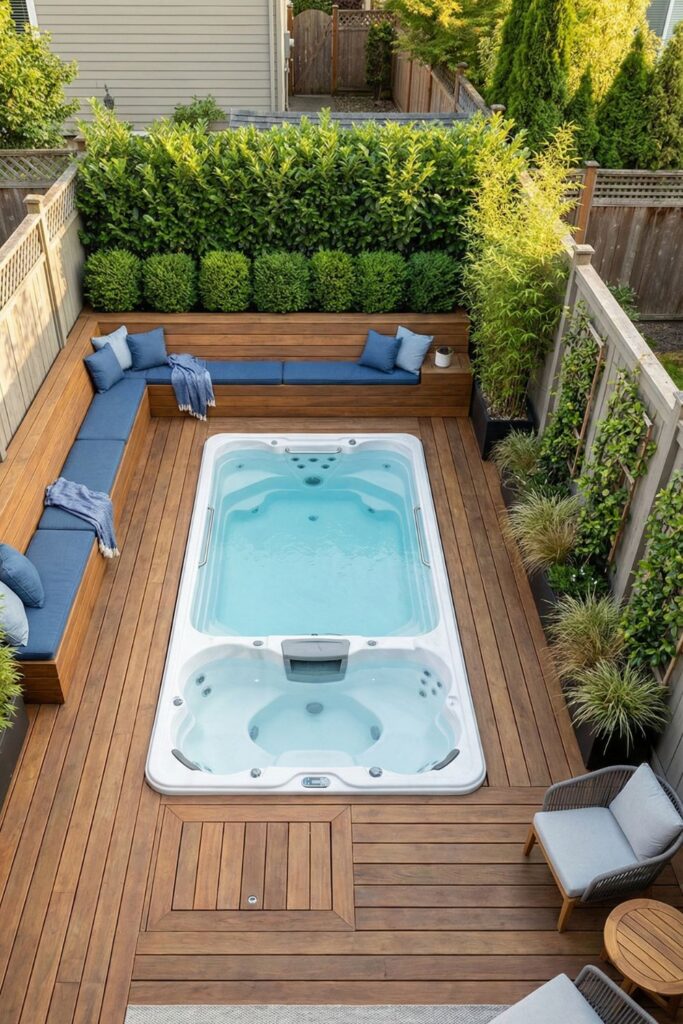 Compact swim spa design for small backyards