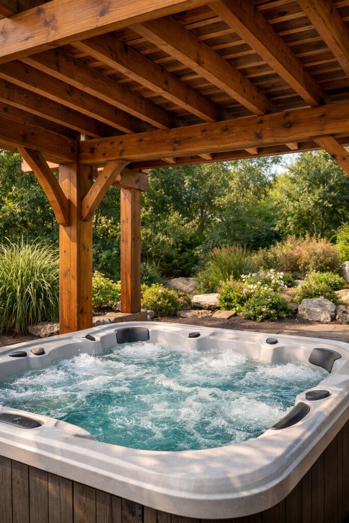 Rustic cedar wood pergola