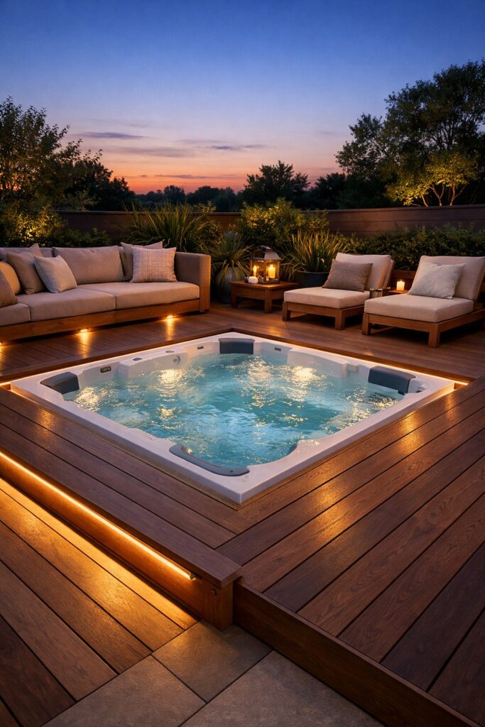 Integrated LED Lighting Around Hot Tub