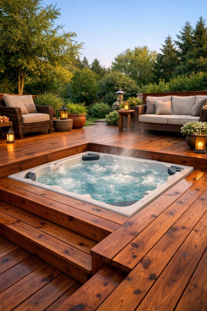 Rustic Cedar Deck with Sunken Spa