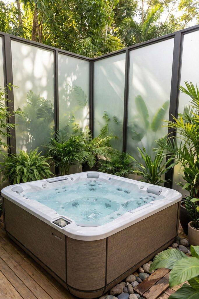 8. Use privacy glass panels to block wind and views