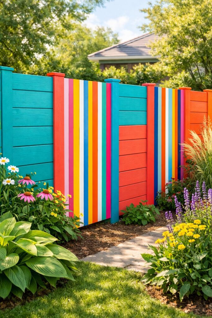 Paint your fence with a bold, vibrant color