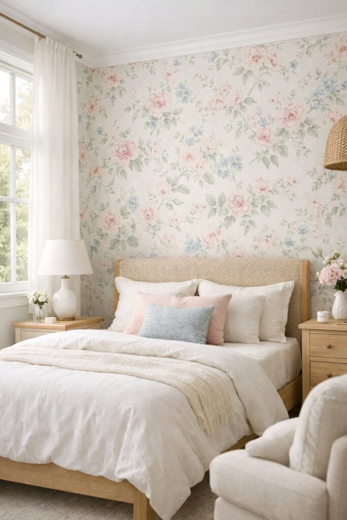 Pastel floral wallpaper for a fresh, airy vibe