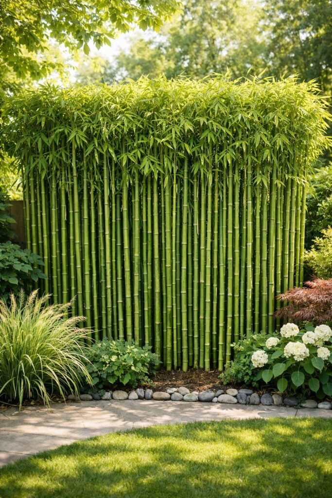 Tall bamboo screens for a natural privacy barrier