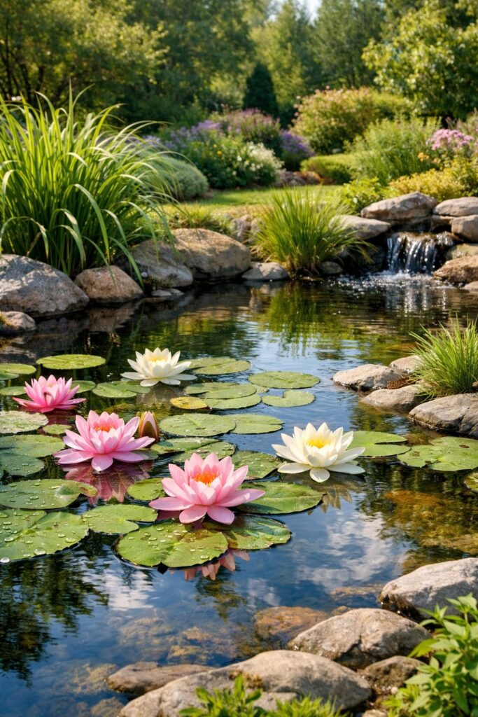 Kleine Teichanlage mit Seerosen