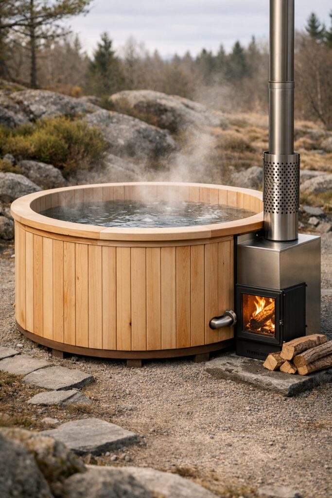 Minimalist Scandinavian Wood Fired Hot Tub