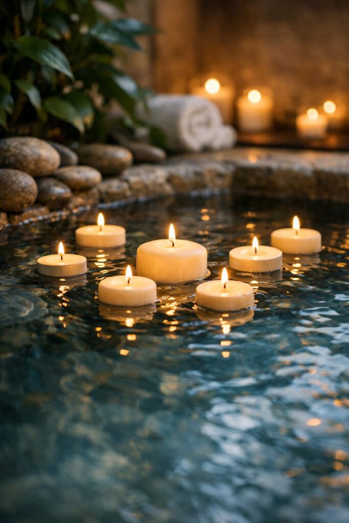 Floating spa candles for relaxation