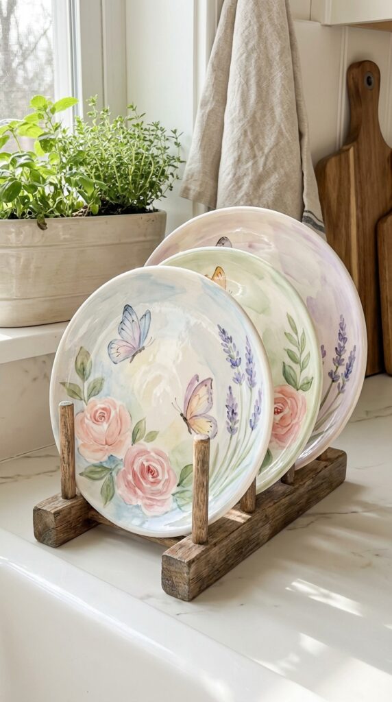 Hand-Painted Spring-Themed Ceramic Plates