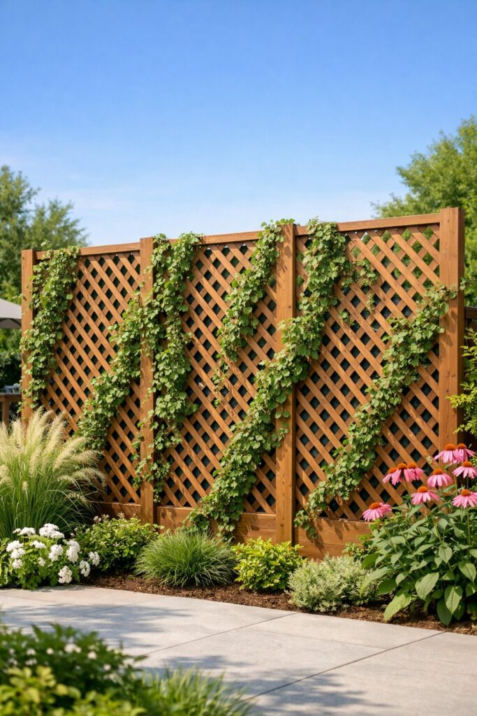 Lattice panels combined with vines