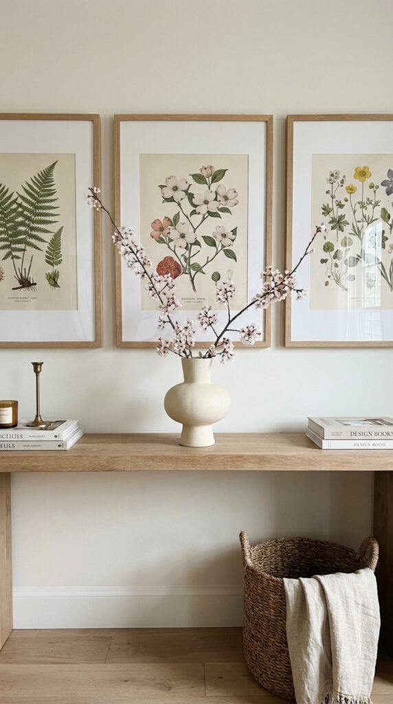 Wall art featuring botanical prints