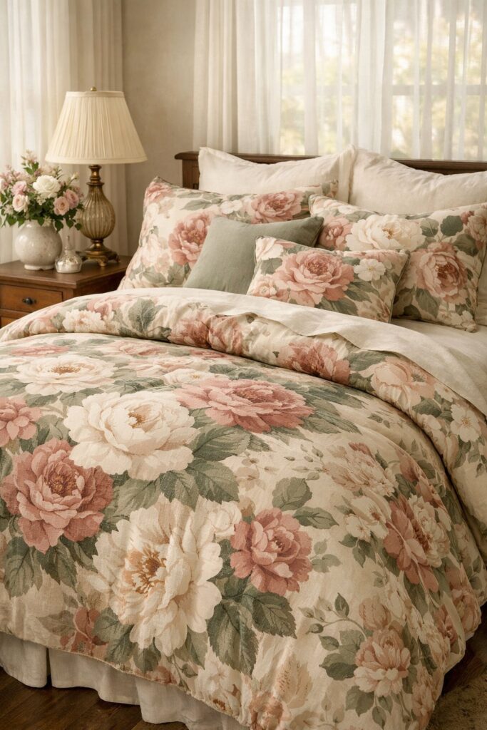 Large Bloom Floral Print Bedding