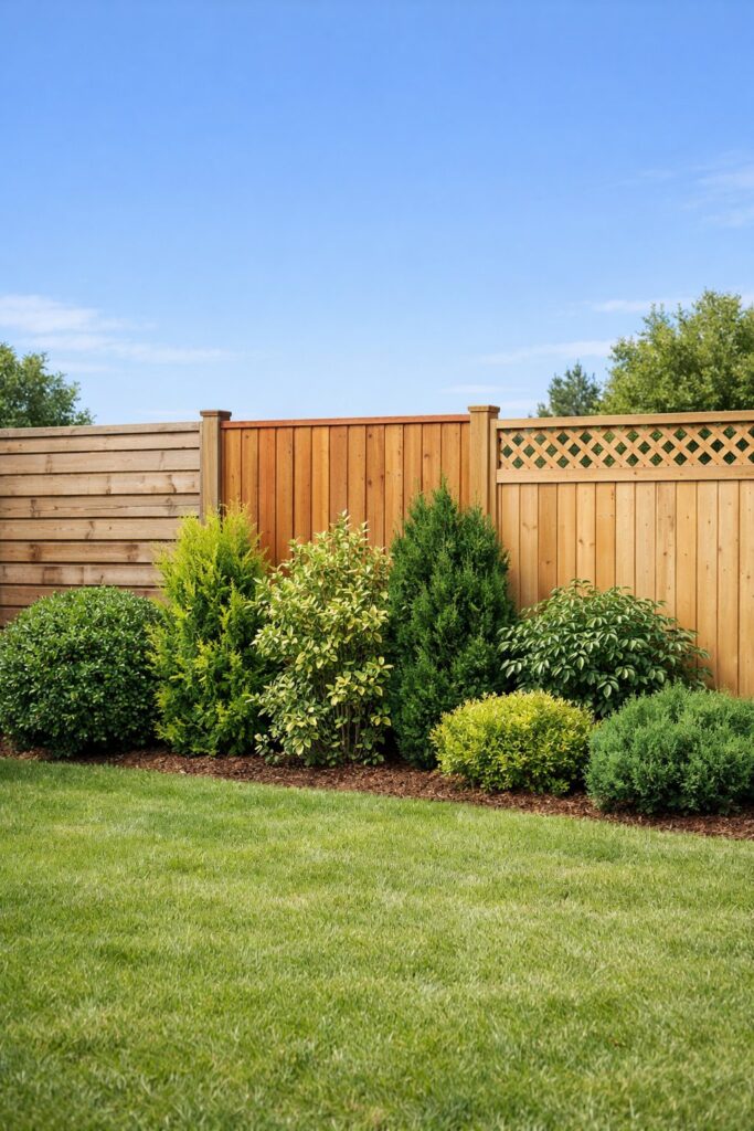 Mix of Shrubs and Fence Panels