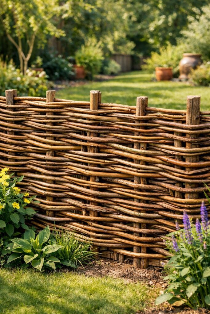 Woven willow fence