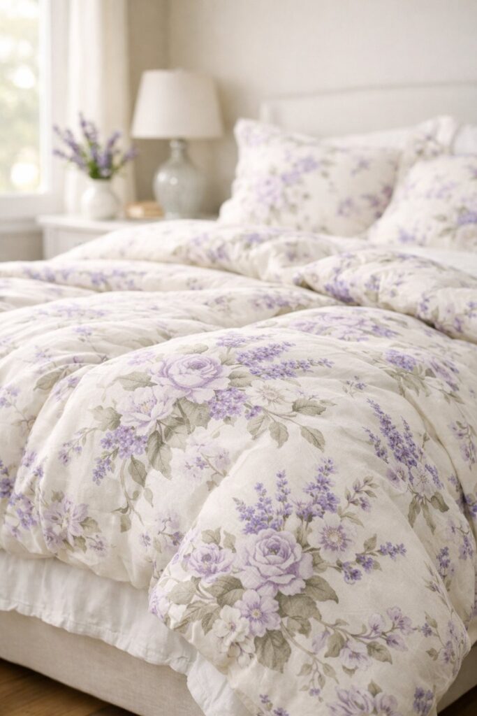 Delicate Lavender Floral Duvet