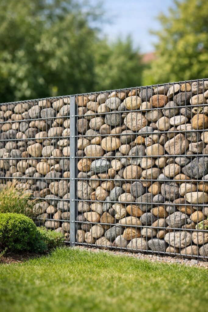 Gabion Fence Filled with Rocks