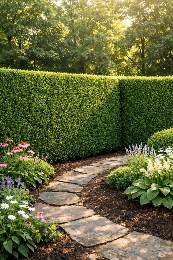Hedges of boxwood for classic privacy