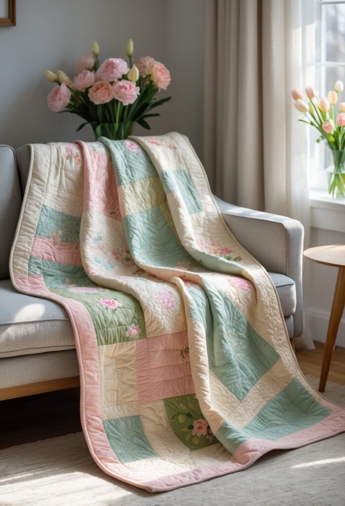 Incorporate heirloom quilting as a couch throw