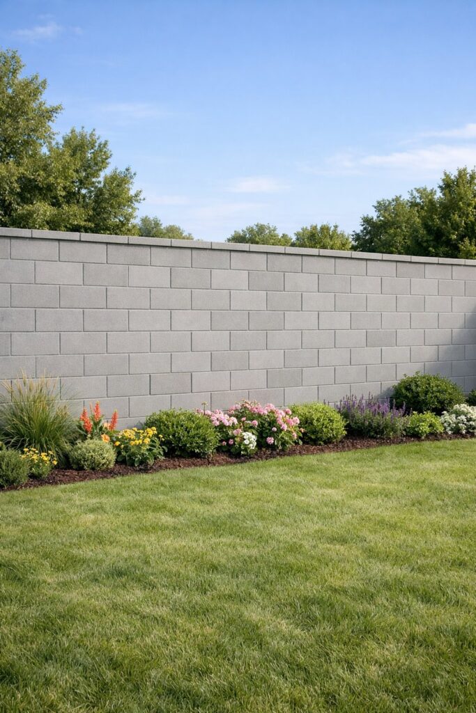 Concrete block fence