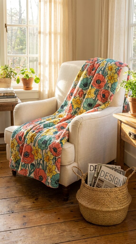 Floral patterned throw blankets
