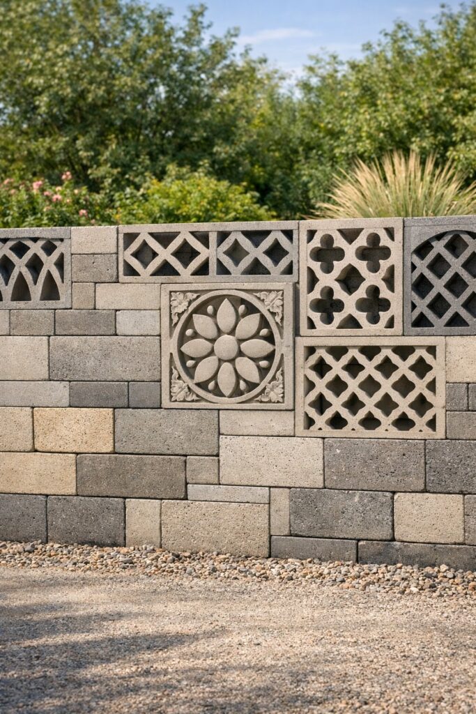 Concrete Fence Blocks with Decorative Patterns