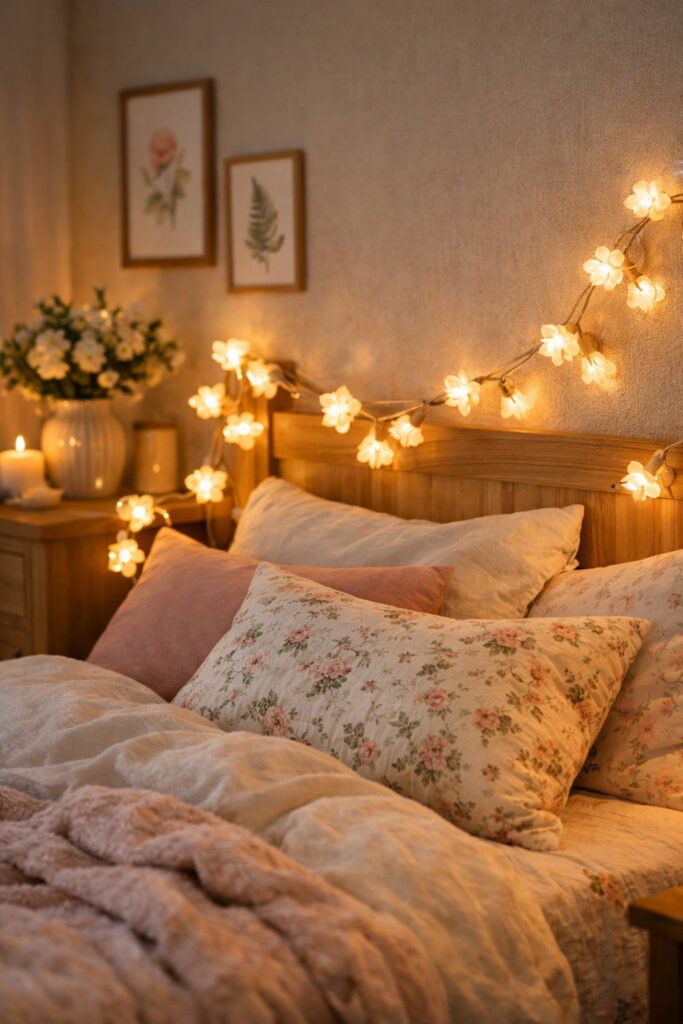 Floral themed fairy lights for warmth