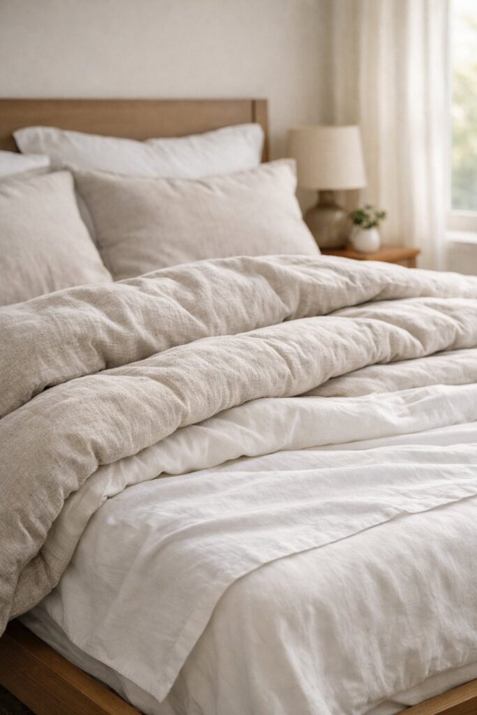 Layer lightweight cotton under a heavy duvet