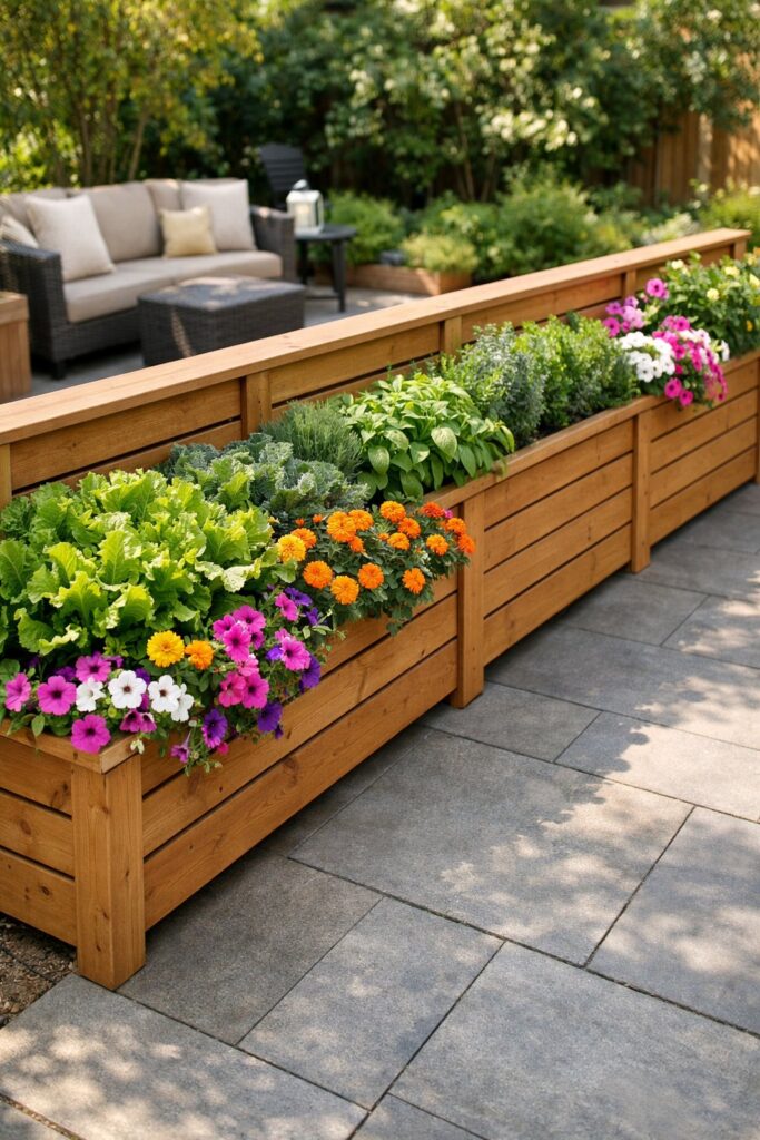 Planter box fence for flowers and veggies