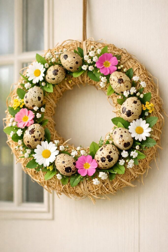 16. Speckled Quail Egg and Raffia Wreath
