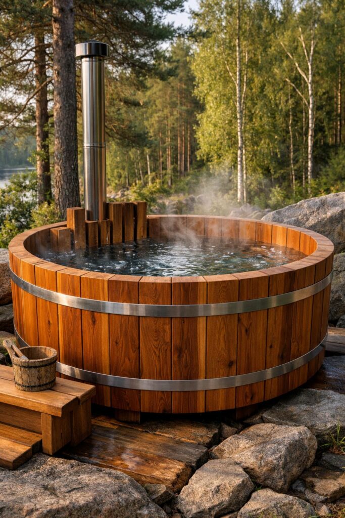 Traditional Finnish-Style Cedar Sauna Tub