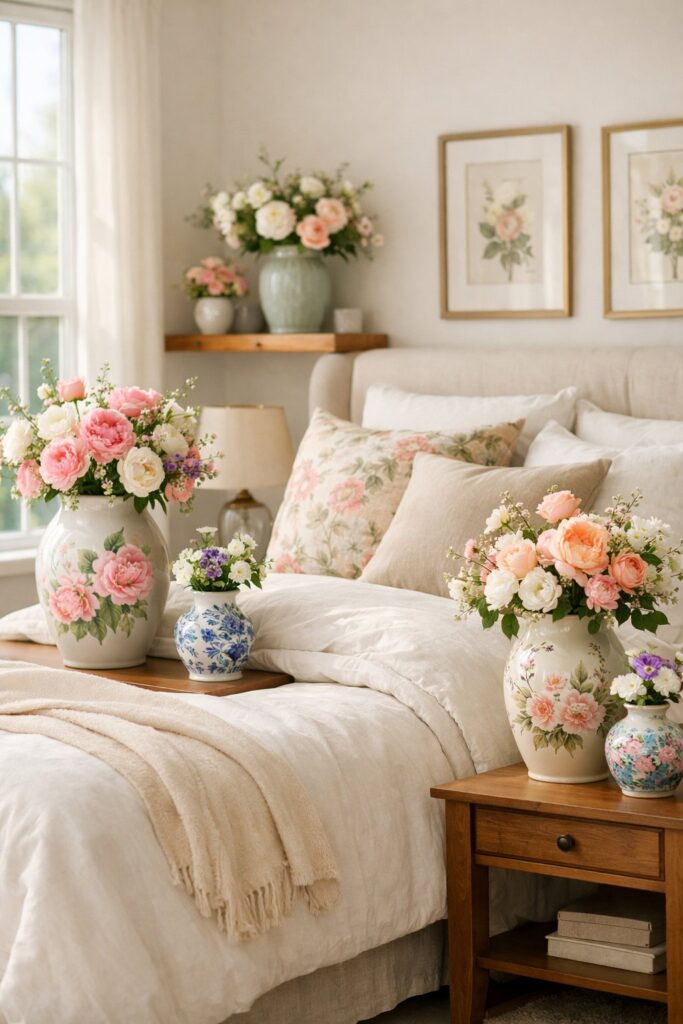 Incorporate floral ceramics or vases