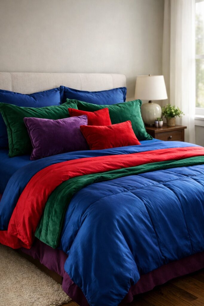 Mix bright jewel tones for a vibrant feel