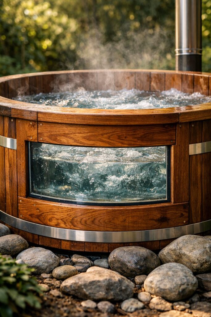 Wood Burning Hot Tub with Glass Viewing Window