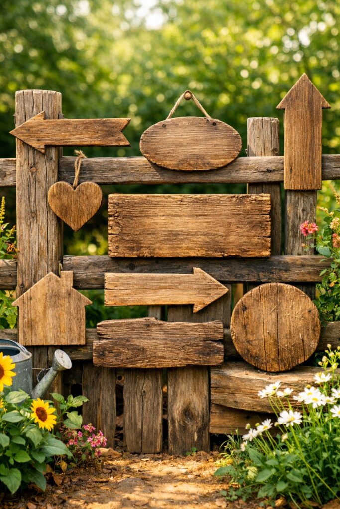 Add rustic wooden signs with quotes