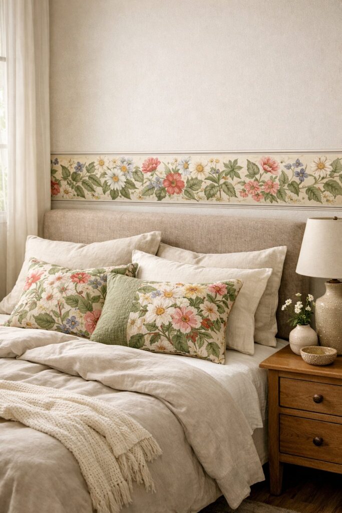 Botanical print wallpaper borders