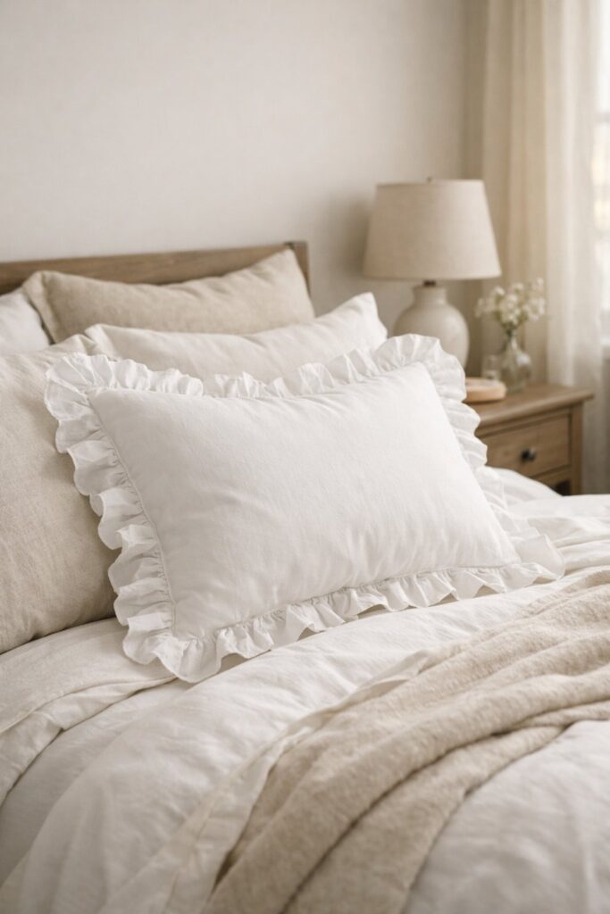 Incorporate a ruffled edge pillowcase for charm