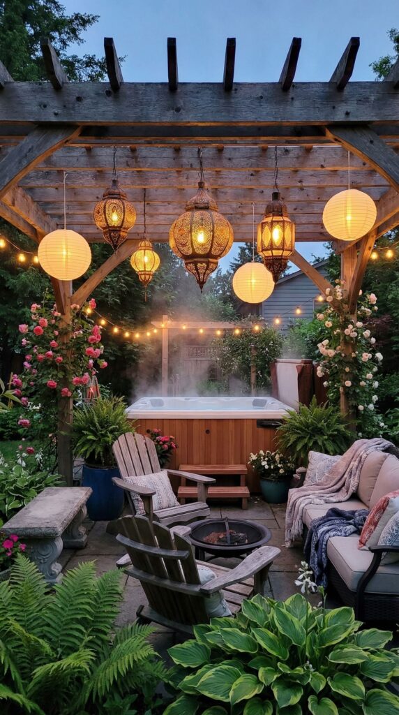Pergola with Hanging Lanterns